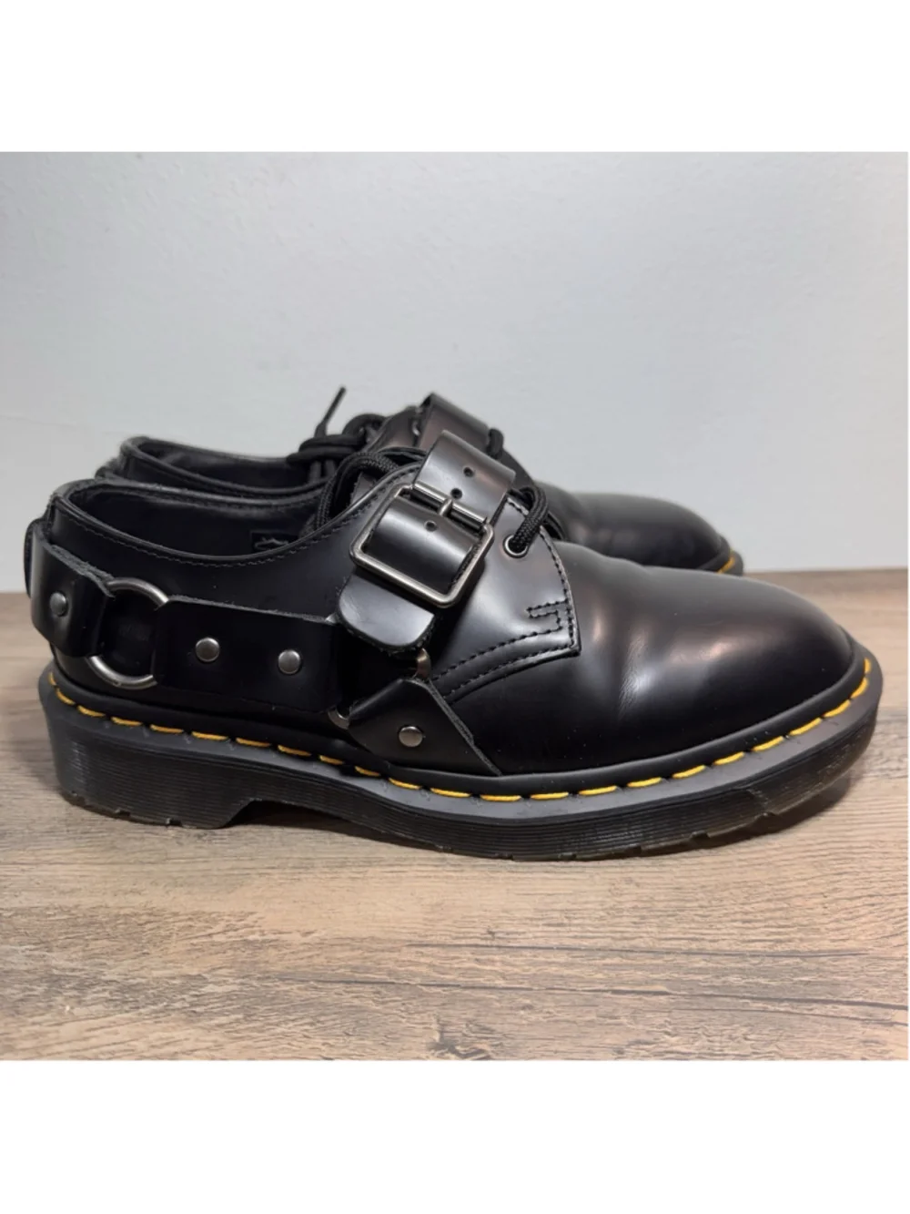 Dr. Martens Lowell Harness Black Leather Lace Up Shoes Women 6 Men’s 5